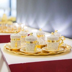 Swarovski Coated Turkish Coffee Cups Set For Six Person