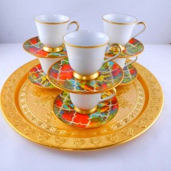 Tropical Pattern Bohemia Crystal Medium Size Coffee Set