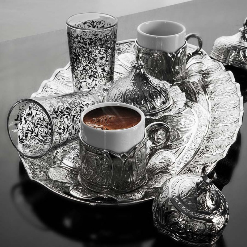 Luxury Gold Color Turkish Coffee Cup Set For Six Person