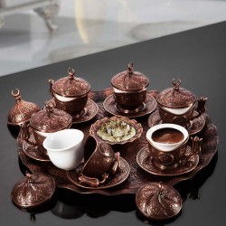 Turkish Coffee Set For Six Person Copper