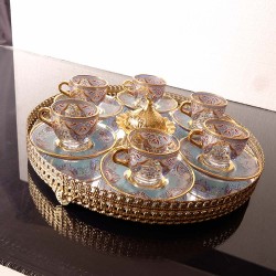 Turkish Coffee Set For Six Person With Mirror Tray