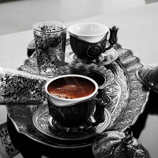 Turkish Coffee Set For Two Person Antique Yellow