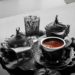 Turkish Coffee Set For Two Person With Glasses Antique