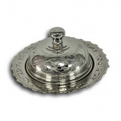 Large Silver Plated Copper Turkish Snack Bowl