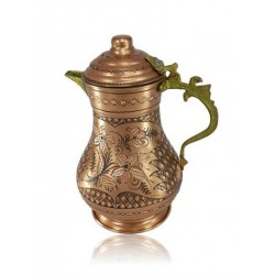 Turkish Handmade Copper Pitcher Hand Carved