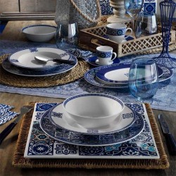24 Pcs Ethnic Tile Design Porcelain Turkish Dinner Set For 6 Person