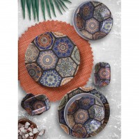24 Pcs Stoneware Ethnic Turkish Dinner Set For 6 Person