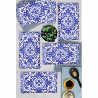 6 Pcs Kobalt Blue Turkish Dinner Set For 6 Person