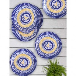 6 Pcs Stoneware Evil Eye Design Dinner Service Set