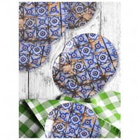 6 Pcs Stoneware Evil Eye Model Turkish Dinner Set For 6 Person