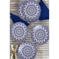6 Pcs Stoneware Evil Eye Turkish Dinner Set For 6 Person