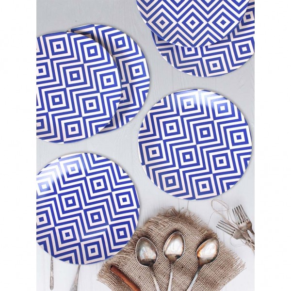 6 Pcs Stoneware Zeusa Blue Dinner Set