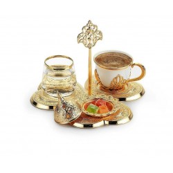 Trigon Style Turkish Coffee Set Gold for One Person
