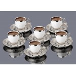 Organic Dyed Luxury Silver Color Coffee Set White Cups