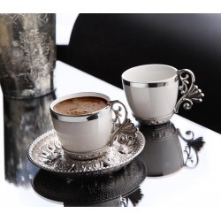 Organic Dyed Luxury Silver Color Coffee Set White Cups