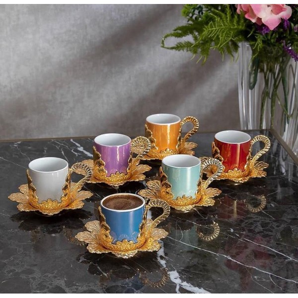 2020 Colourful Design Gold Color Cups For Six