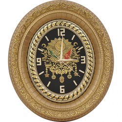 Small Gold Color Wall Clock With Ottoman Logo