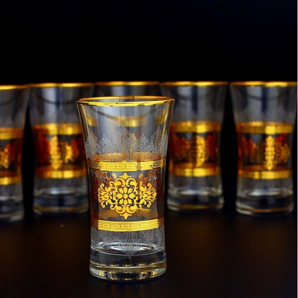 Gold Color Middle Eastern Style Beverage- Water Glasses Set