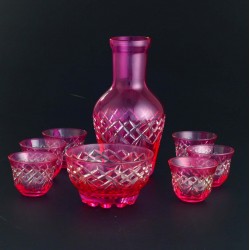Pink Color Water - Zamzam Glasses Set With Date Bowl