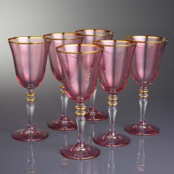 Pink Gold Decorated Fashion Wine Glasses Set