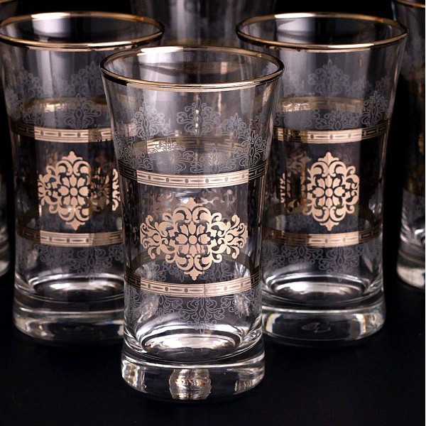 Silver Color Middle Eastern Style Beverage- Water Glasses Set