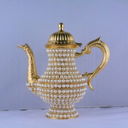 High Pearl Coated Zinc Casting Tea – Coffee Pot Gold Color