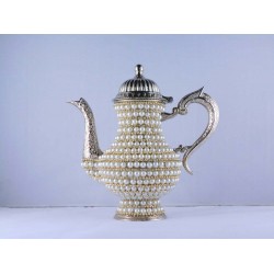 High Pearl Coated Zinc Casting Tea – Coffee Pot Silver Color