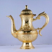 High  Zinc Casting Tea - Coffee Pot Gold Color