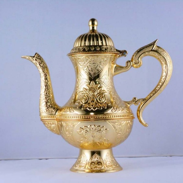 High  Zinc Casting Tea - Coffee Pot Gold Color