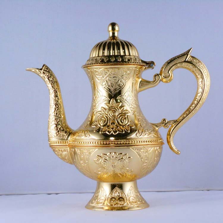 High Zinc Casting Tea Coffee Pot Gold Color KocGifts
