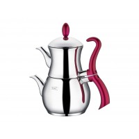 New Design Stainless Steel Double Turkish Tea Pot Fuchsia