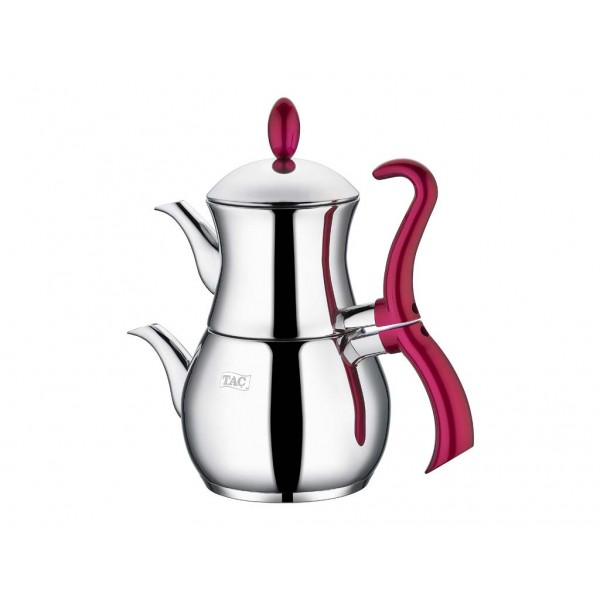 New Design Stainless Steel Double Turkish Tea Pot Fuchsia