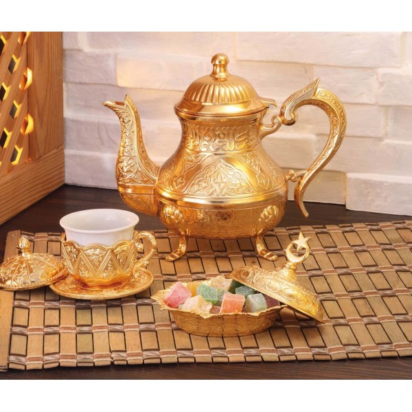 Vintage Style Zinc Casting Tea Pot Gold Color