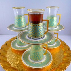 12 Pcs Seljukian Turkish Tea Set With Holder