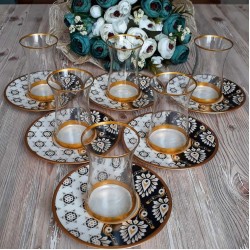 12 Pcs Thin Waist Anatolian Turkish Tea Set