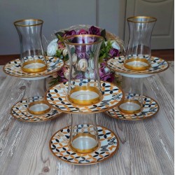 12 Pcs Thin Waist Butterfly Turkish Tea Set