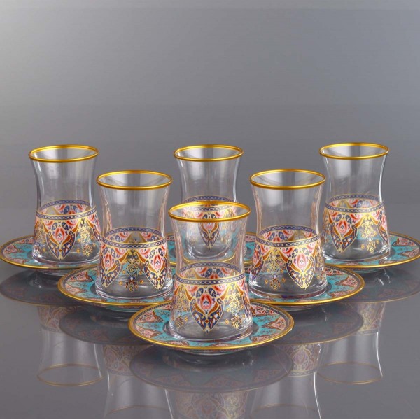12 Pcs Thin Waist Evla Ethnic Tea Set