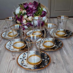 12 Pcs Thin Waist Garden Turkish Tea Set
