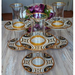 12 Pcs Thin Waist Sille Turkish Tea Set