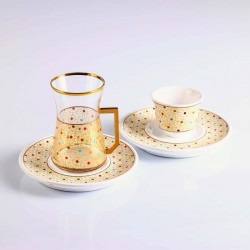 18 Pcs Colorfull Design Turkish Tea Set With Coffee Cups