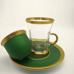 18 Pcs Natural Painted Green Color Tea Set With Coffee Cups