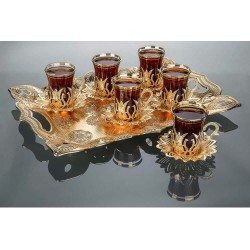 Collection Tulip Design Turkish Tea Set With Tray