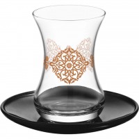 Authentic Design Turkish Tea Glasses Set With Saucers