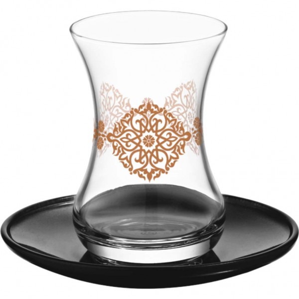 Authentic Design Turkish Tea Glasses Set With Saucers