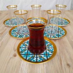 Bigatti 12 Pcs Thin Waist Turquoise Tea Set