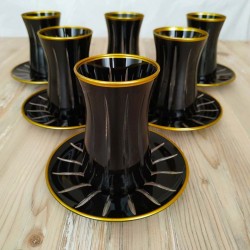 Black Color Cutting Tea Set For 6 Person