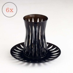 Black Color Turkish Tea Set Cutting Design