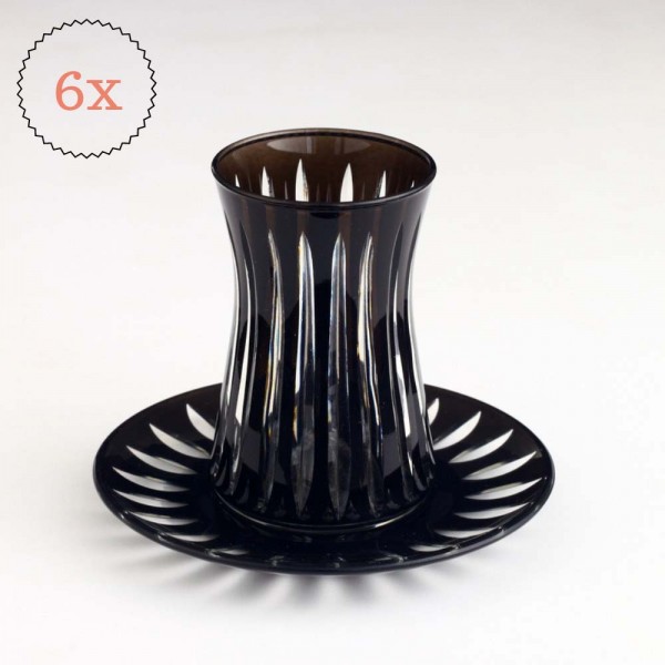Black Color Turkish Tea Set Cutting Design