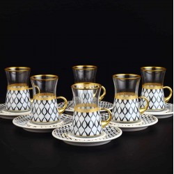 Black Waves Arabic Tea Set With Holder