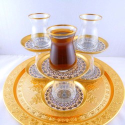 Bohemia Crystal 12 Pcs Akasya Thin Waist Tea Cups Set